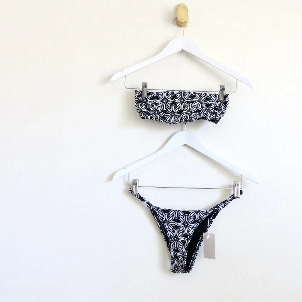 NEW! Kenny Flowers THE Pedregal Bandeau Bikini Top  & String Bikini Bottom Set S